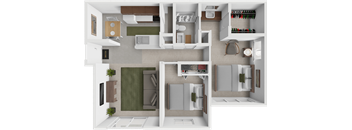 a 2 bedroom apartment floor plan at Eastland Apartments