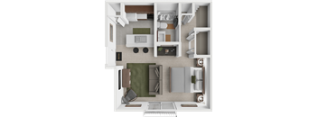 A studio apartment floor plan at Eastland Apartments in Grand Rapids, MI