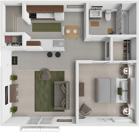 a floor plan of a Eastland 1 Bedroom apartment in Grand Rapids, MI.