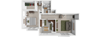 a floor plan at eastland Apartments of a 1 bedroom apartment