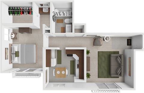 a floor plan at eastland Apartments of a 1 bedroom apartment