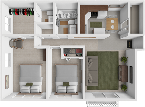 Eastland 2 bedroom apartment floor plan in grand rapids, mi