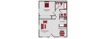 one bedroom apartment floor plan dayton OH