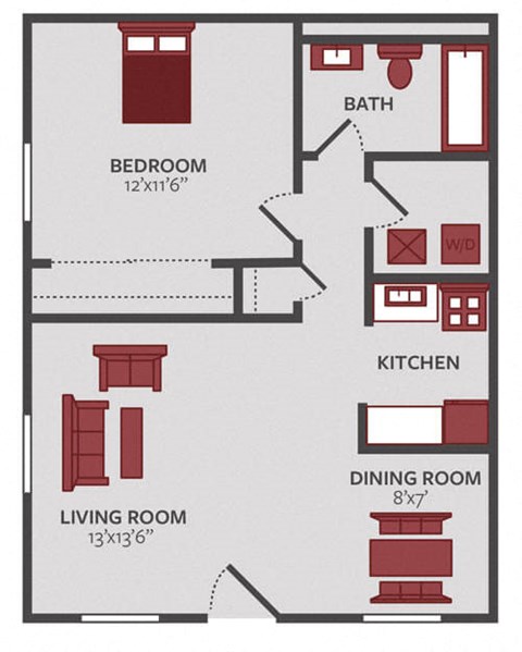 one bedroom apartment floor plan dayton OH