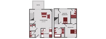 2 bedroom townhome floor plan