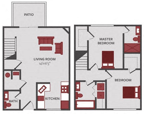 2 bedroom townhome floor plan