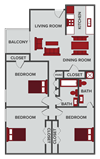 3 bedroom apartment floor plan