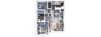 2 bedroom, 1 bath floor plan at Fremont Manor and Park Place