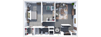2 bedroom, 1 bath floor plan at Ross Park Apartments