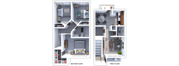 3 bedroom, 1 and a half bath floor plan at Fremont Manor and Park Place