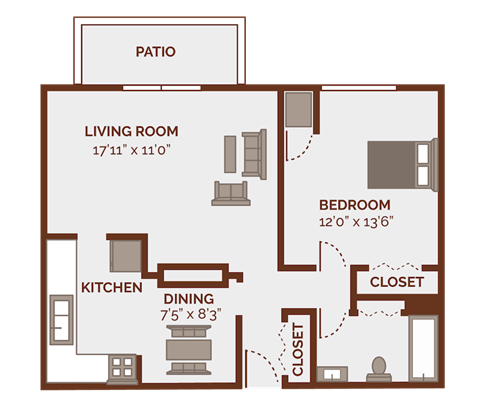 a floor plan of a bedroom apartment