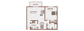 a floor plan of a small house with a kitchen and a living room