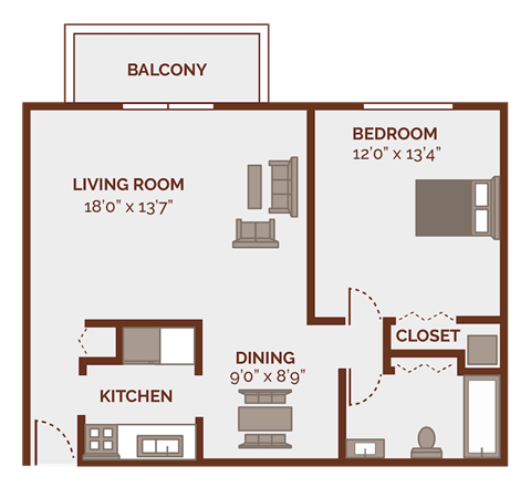 a floor plan of a small house with a kitchen and a living room