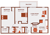 Two Bedroom Floor Plan at Fox Crest Apartments