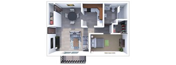 a floor plan of a 1 bedroom apartment