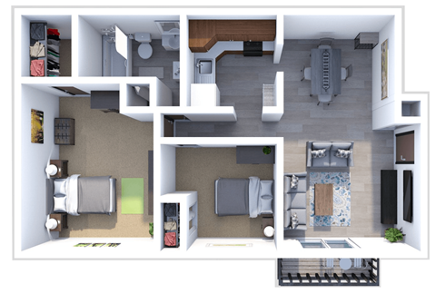 a floor plan of a 2 bedroom 1 bathroom apartment