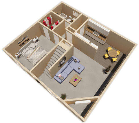 3 bed 3 bath floor plan at fairfield apartments