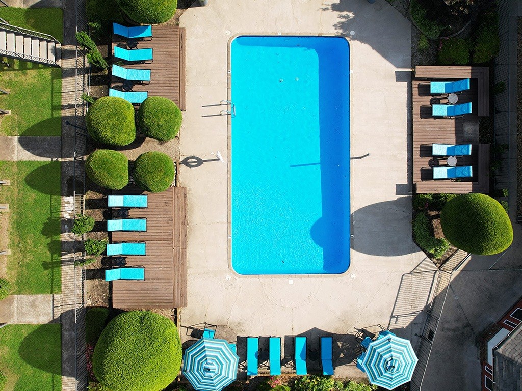an aerial view of a swimming pool at Fairfield Apartments