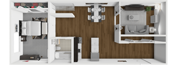 1 Bed, 1 Bath Floor Plan