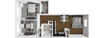 2 Bed, 1 Bath Floor Plan