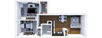 2 bedroom 1 bathroom floor plan at fox hill