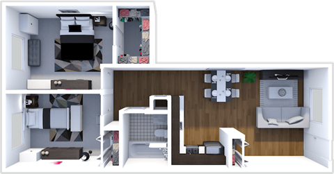 2 bedroom 1 bathroom floor plan at fox hill