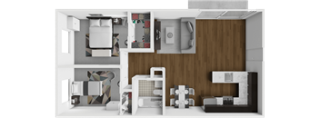 2 Bed, 1 Bath Floor Plan