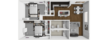 2 Bed, 2 Bath Floor Plan