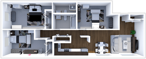 3 bedroom 2 bathroom floor plan at fox hill