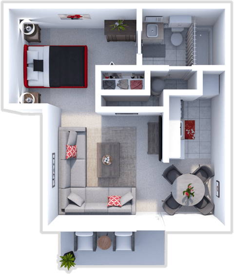 a floor plan of a one bedroom apartment