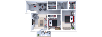 a floor plan of a two bedroom apartment
