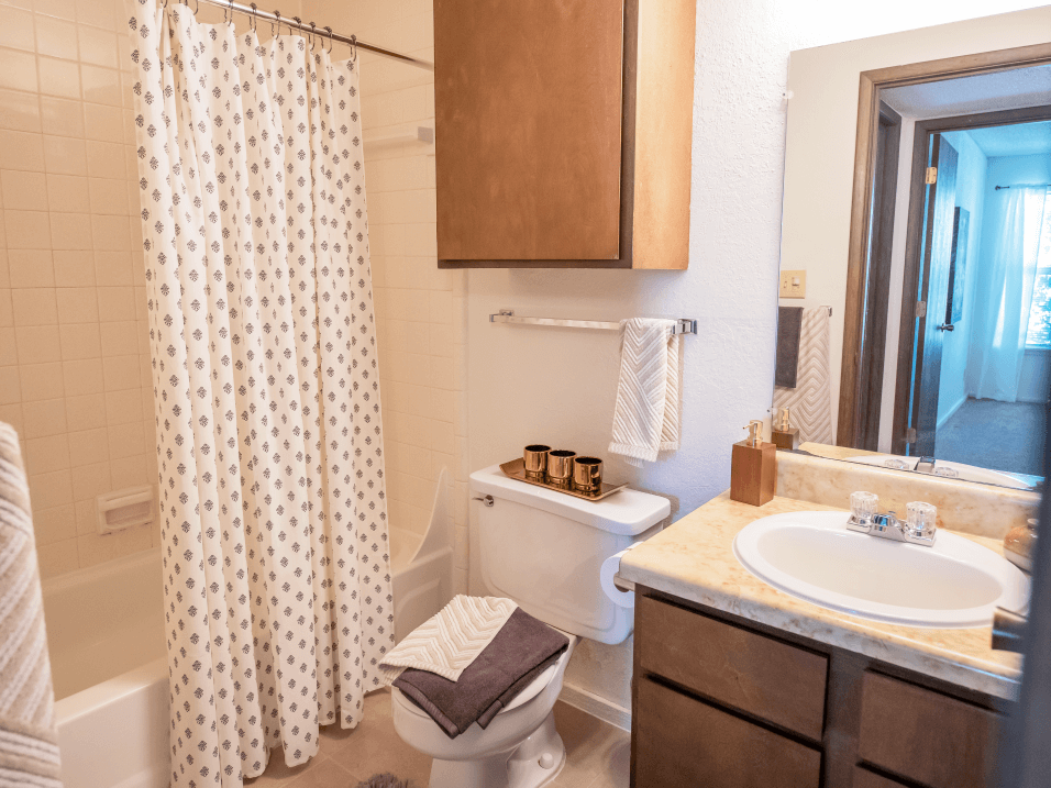 a bathroom with a sink toilet and bathtub