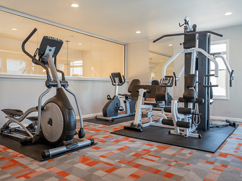 an image of the gym at the enclave at woodbridge apartments in sugar land, tx
