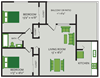Two bedroom one bath floor plan