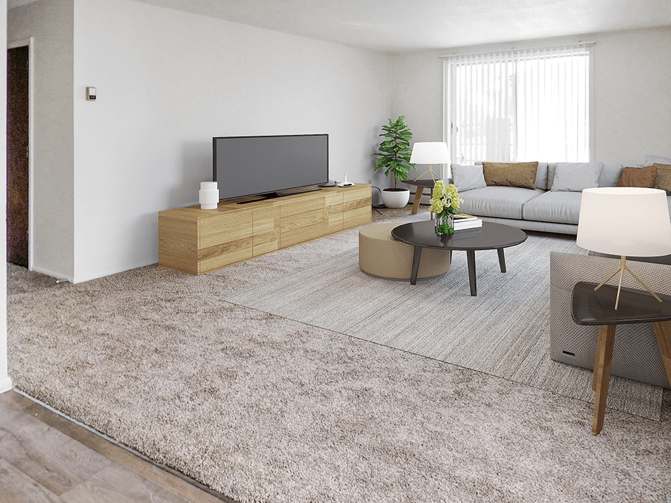 apartment living room with big window