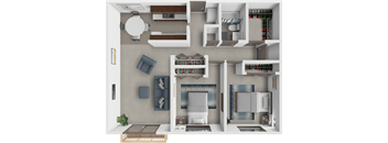 A 2 bedroom 1 bathroom apartment layout