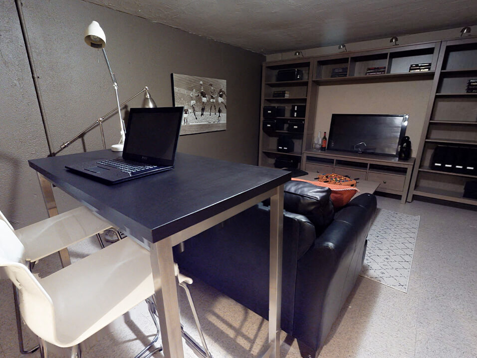 basement for an office or entertainment center