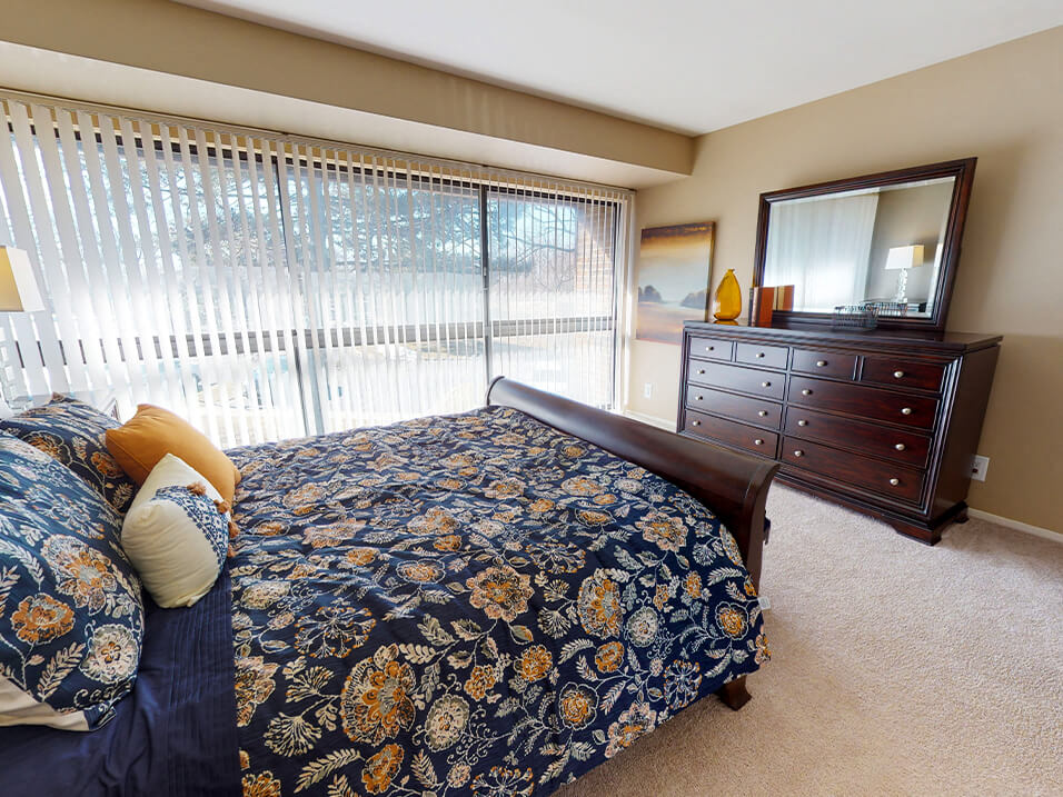 big bedroom window in townhome
