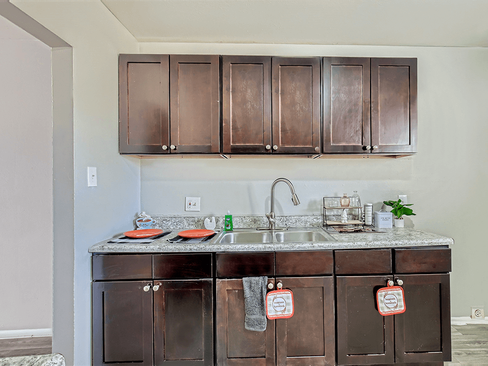 South Federal Apartment Kitchen with sink and cabinets