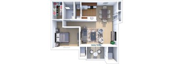 a floor plan of a 1 bedroom apartment