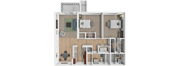 two bedroom two bath floor plan at Greenway Chase Apartments