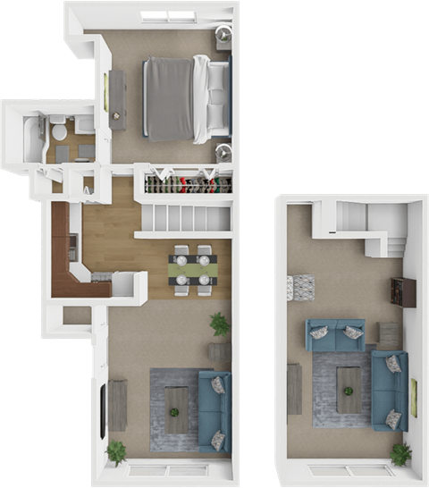 a floor plan of a house with a bedroom and a living room