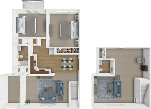 a floor plan of a house with a bedroom and a living room
