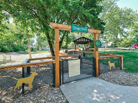 dog park at pet friendly apartment community