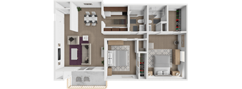 2 Bed 2 Bath floor plan at Grandridge Apartments