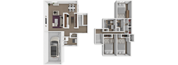 3 Bed 2 Bath floor plan at Grandridge Apartments