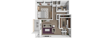 1 Bed 1 Bed floor plan at Grandridge Apartments