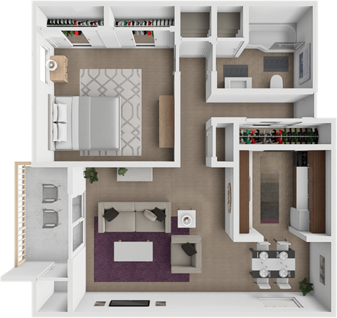 1 Bed 1 Bed floor plan at Grandridge Apartments