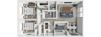 2 bed floor plan at georgetowne apartments