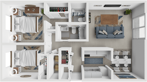 2 bed floor plan at georgetowne apartments